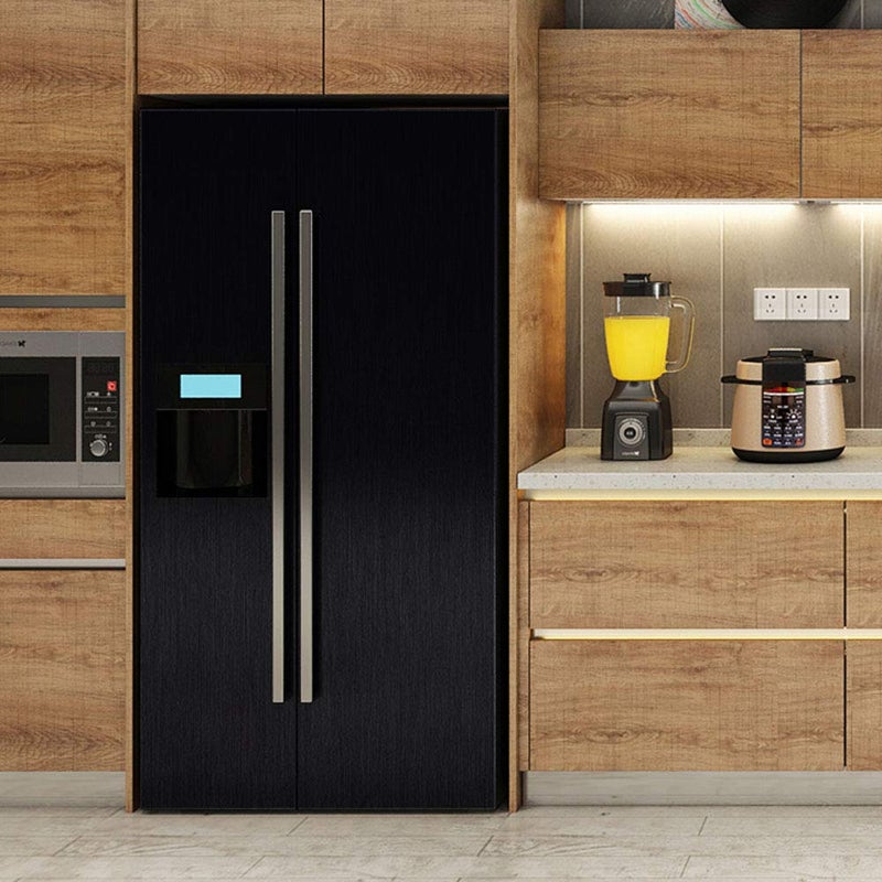 GLOW4U Self Adhesive Vinyl Black Brushed Metal Stainless Steel Look Contact Paper Wallpaper for Refrigerator Dishwasher Stove Oven Doors Appliances Kitchen Countertop Cabinets Furniture 15.7x117 Inches - Image 5